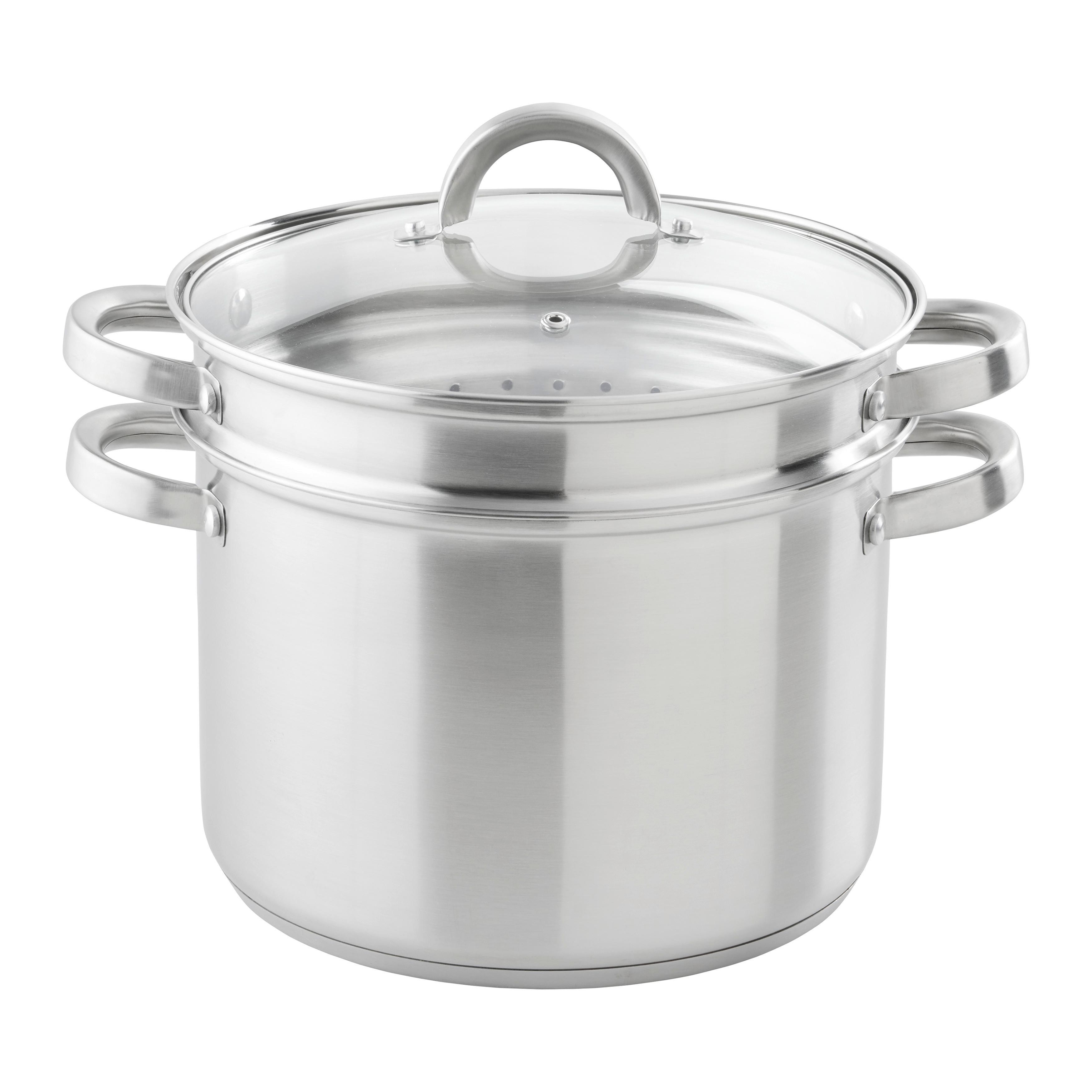 Kochtopf Universal 3 in 1 Edelstahlfarben, 3-teilig - Klar/Edelstahlfarben, KONVENTIONELL, Glas/Metall - Mömax