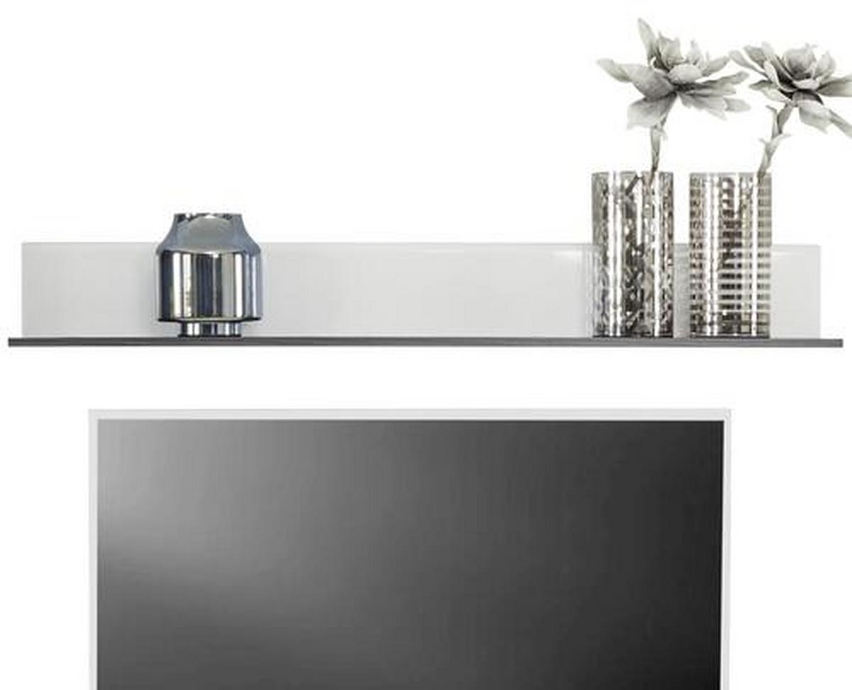 Dnevni Regal Concerto, Bela, Črna, Visoki Sijaj, Led - srebrne barve/črna, Moderno, umetna masa/steklo (308/190/41cm) - Modern Living
