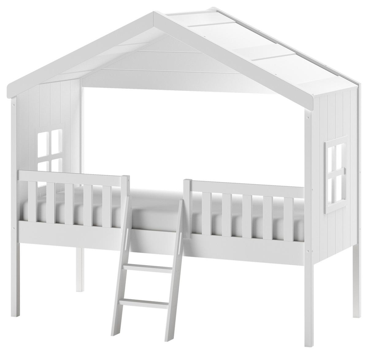 Hausbett Weiß ca. 90x200 cm - Weiß, Natur, Holz (90/200cm) - Vipack