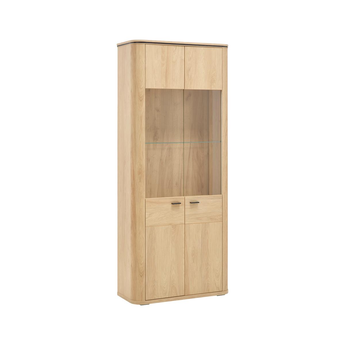 Vitrine Lagos Eichefarben - Eichefarben/Anthrazit, MODERN, Glas/Holzwerkstoff (89,2/209,5/37,5cm) - Premium Living