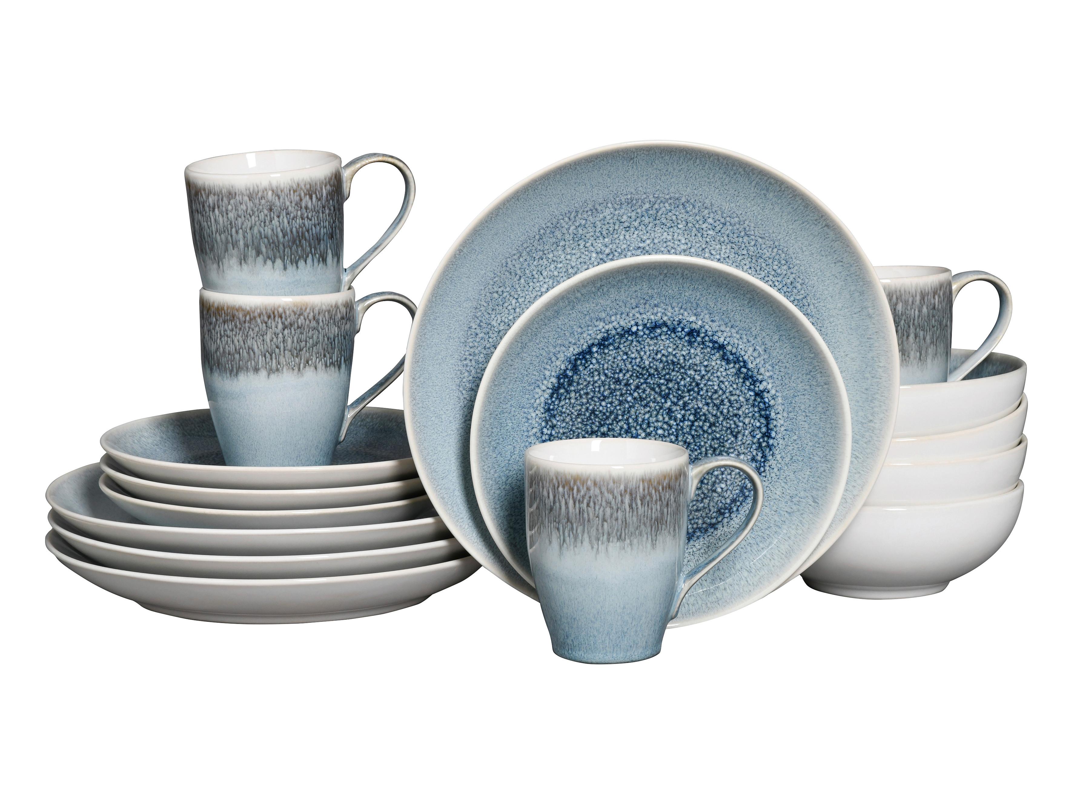 Kombinirani Servis Caldera Eisblau, 16-Delni - svetlo modra/bela, Basics, keramika - Creatable