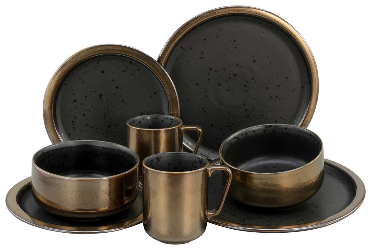 Kombiservice Modern Industrial, 8-teilig - Goldfarben/Schwarz, MODERN, Keramik (37,5/23/30,5cm) - Creatable