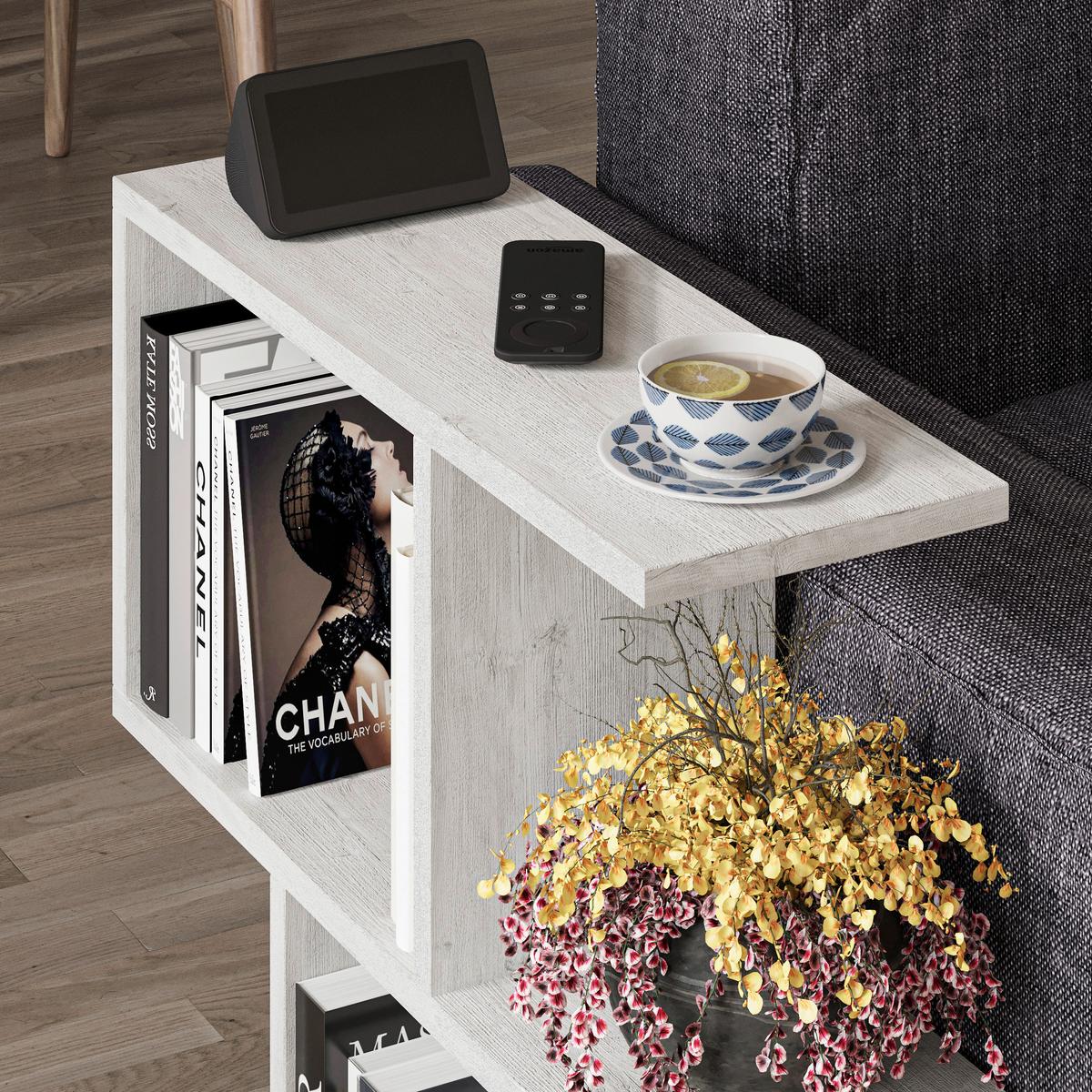 Beistelltisch Homemania ca. 60x20x60 cm Weiß/Eiche - Eichefarben/Weiß, Design, Holzwerkstoff (60cm) - Livetastic