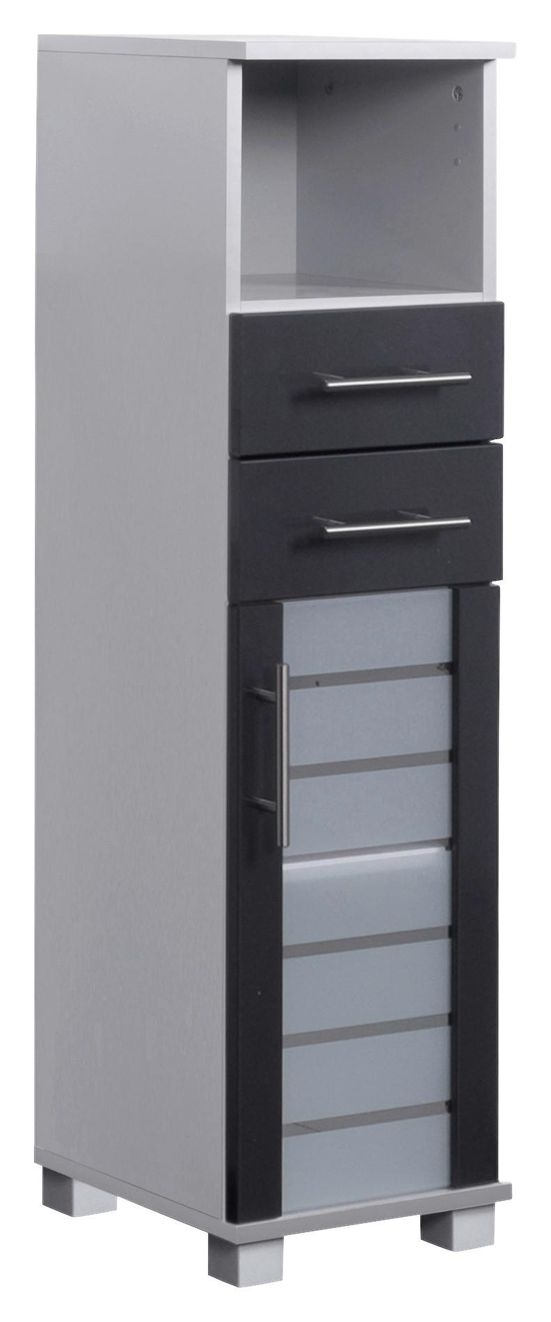 Midischrank Niko Anthrazit/Silber - Edelstahlfarben/Anthrazit, MODERN, Glas/Holzwerkstoff (30,3/110,5/32,6cm) - MID.YOU