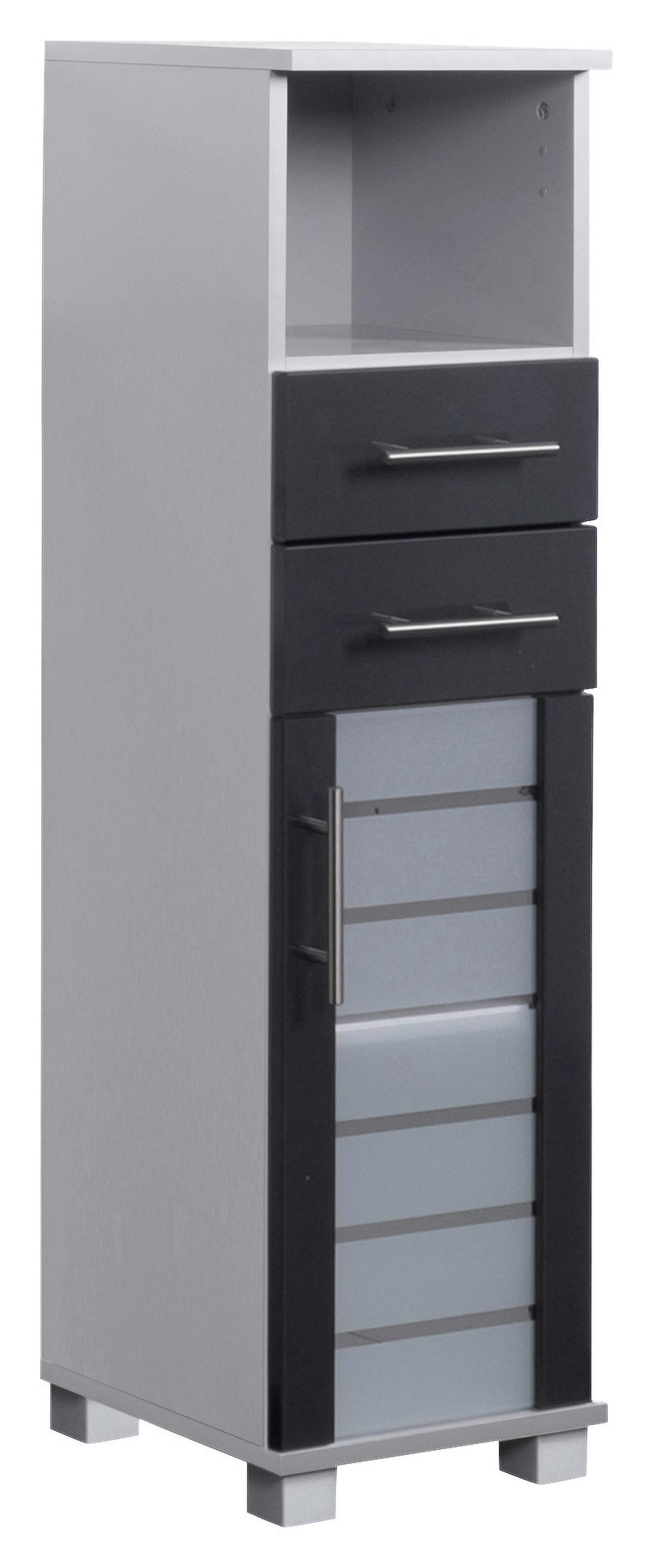 Midischrank Niko Anthrazit/Silber - Edelstahlfarben/Anthrazit, MODERN, Glas/Holzwerkstoff (30,3/110,5/32,6cm) - MID.YOU