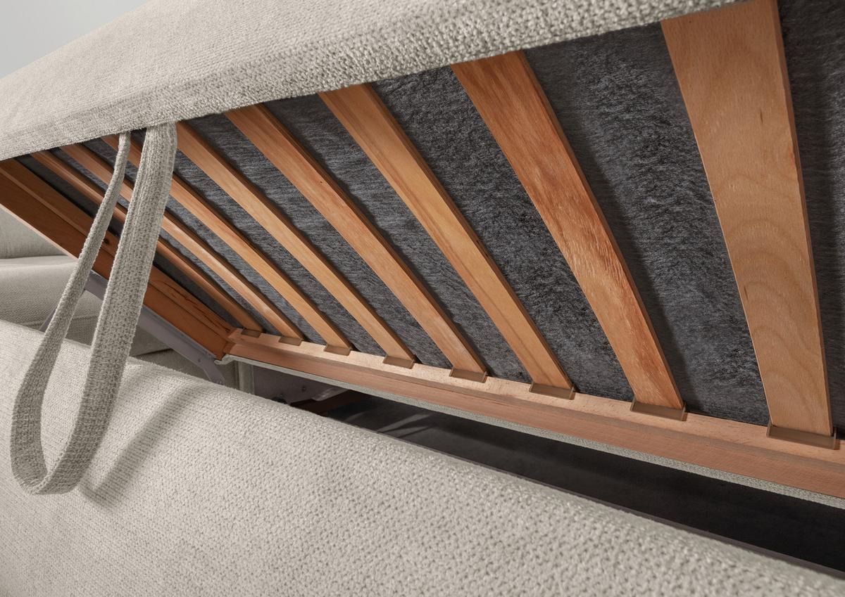 Wohnlandschaft Rigatti Beige Chenille mit Bettkasten - Beige/Schwarz, MODERN, Textil/Metall (252/387/184cm) - Livetastic