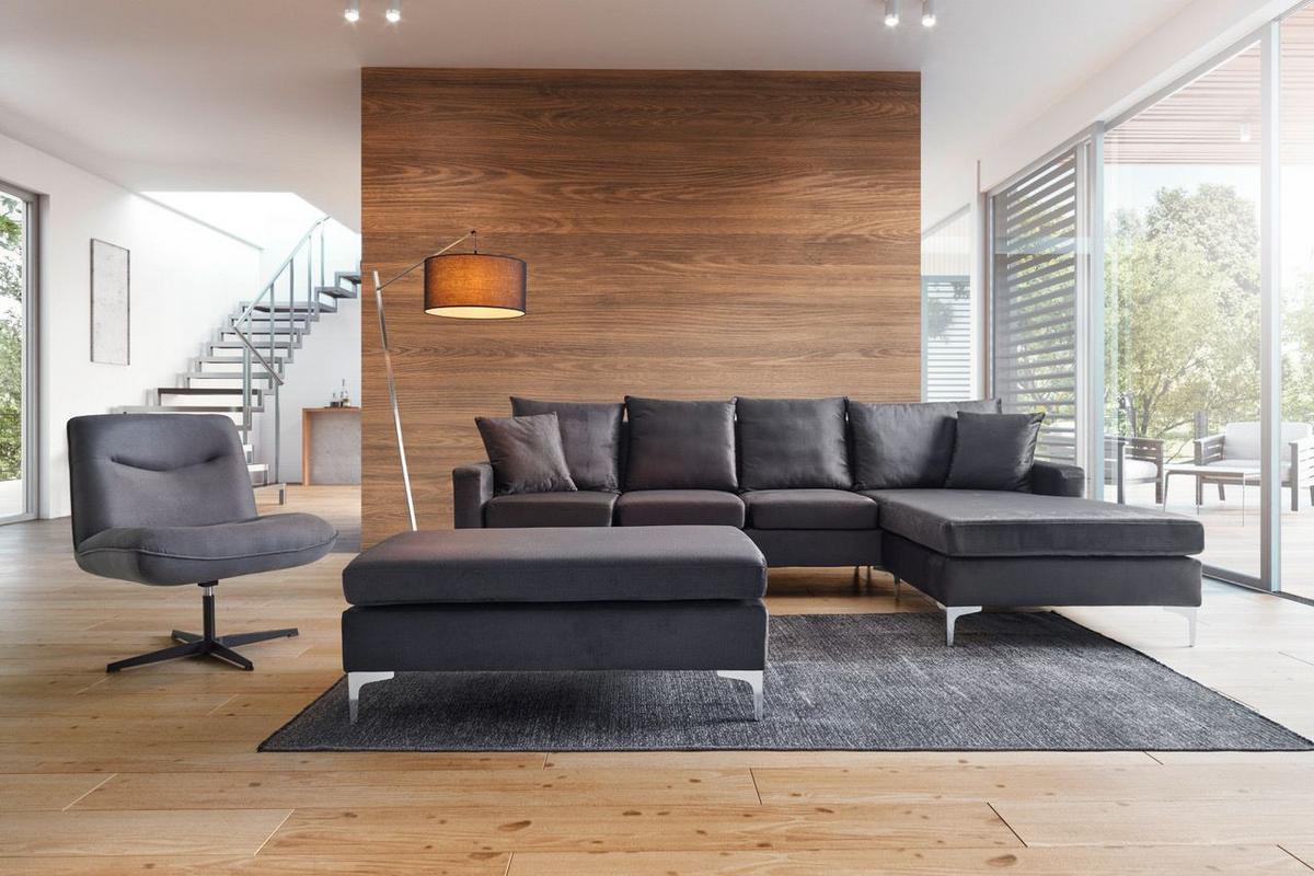 Scaun de relaxare SELENA - gri, Modern, lemn/metal (73/87/79cm) - Bessagi Home