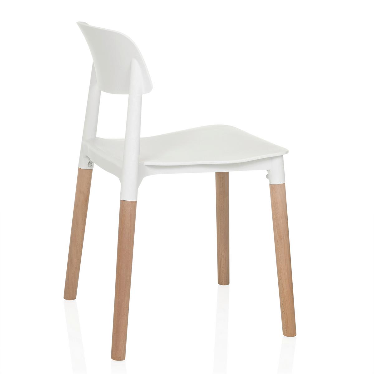 Stol Scandi E, Bela - bela/barve bukve, Moderno, umetna masa/les (49/77/49cm) - MID.YOU