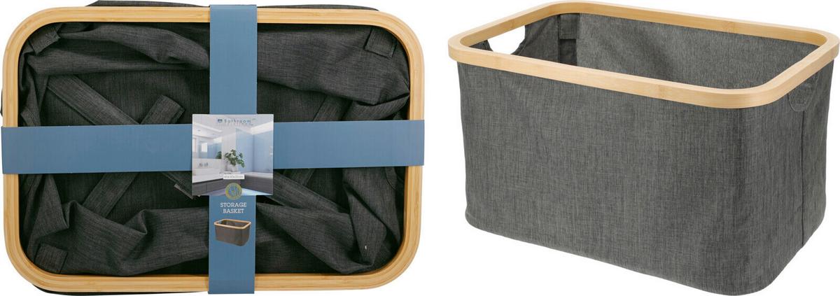 Tárolókosár Ralf - fekete, textil (45/30/24,5cm)