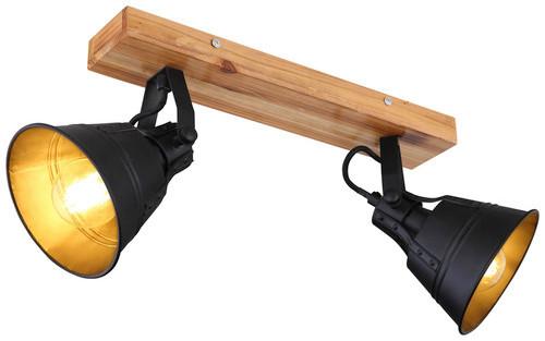 Strahler Günther max. 60 Watt - Goldfarben/Schwarz, Natur, Holz/Metall (38/24cm) - Globo
