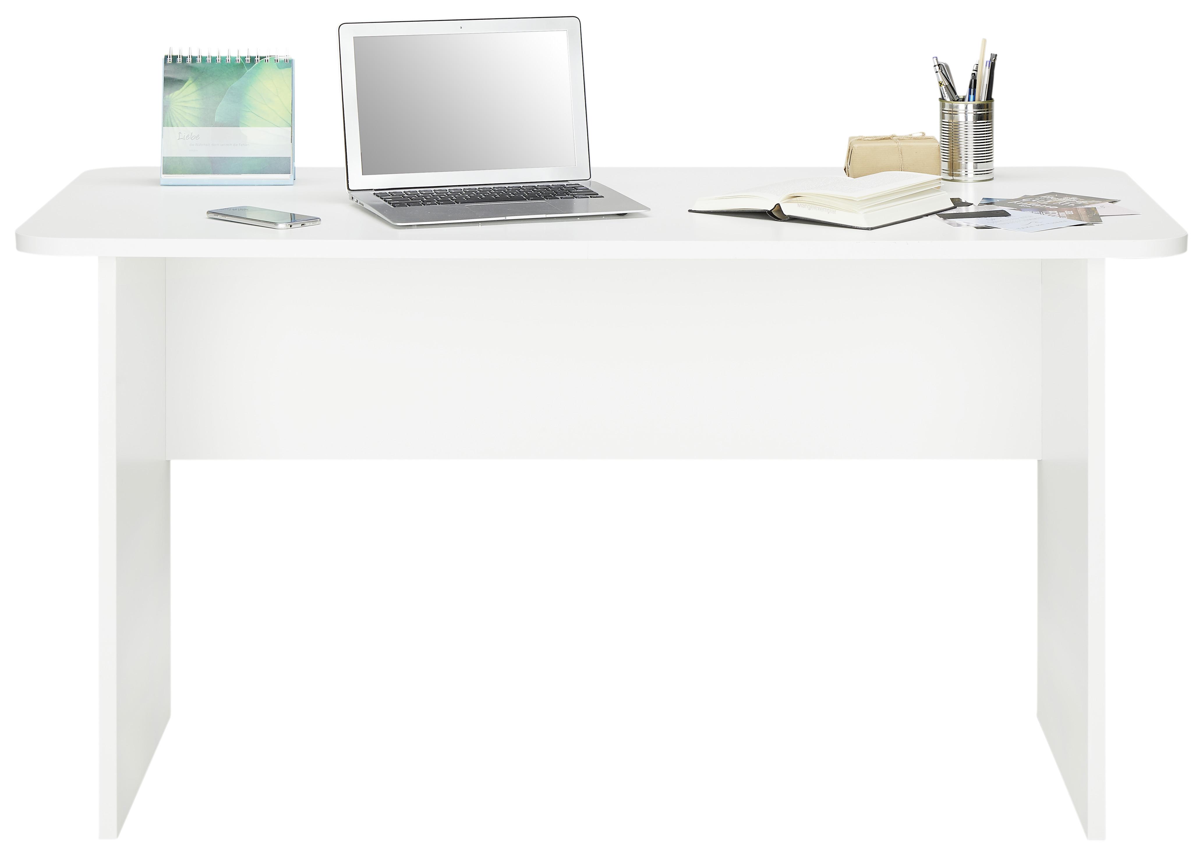 Schreibtisch in Weiß - Weiß, Holzwerkstoff (140/75/66cm) - Based
