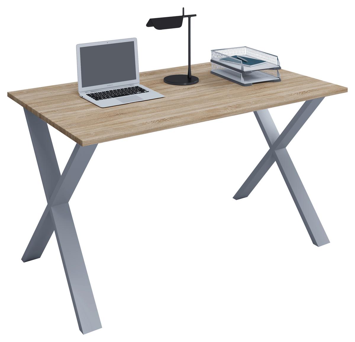 Pisalna Miza Lona, Hrast, 140x50cm - srebrne barve/hrast sonoma, Moderno, kovina/leseni material (140/50/76cm) - MID.YOU