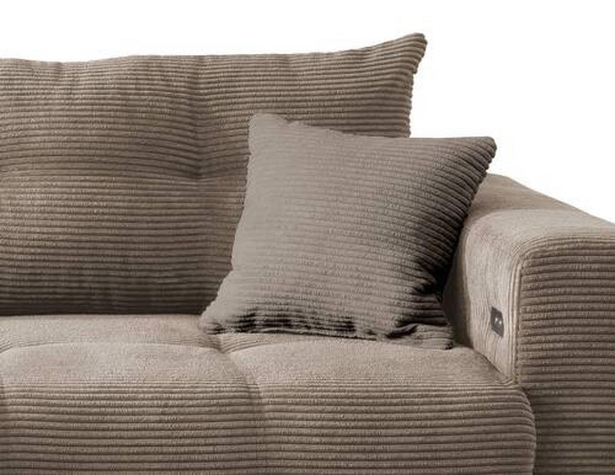 Wohnlandschaft Restato Graubraun Cord - Graubraun/Schwarz, MODERN, Holz/Textil (177/246cm) - MID.YOU