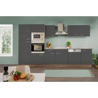 Küchenzeile Economy o. Geräte Grau/Eiche B: ca. 340 cm - Edelstahlfarben/Eichefarben, Basics, Holzwerkstoff/Metall (340cm) - Respekta