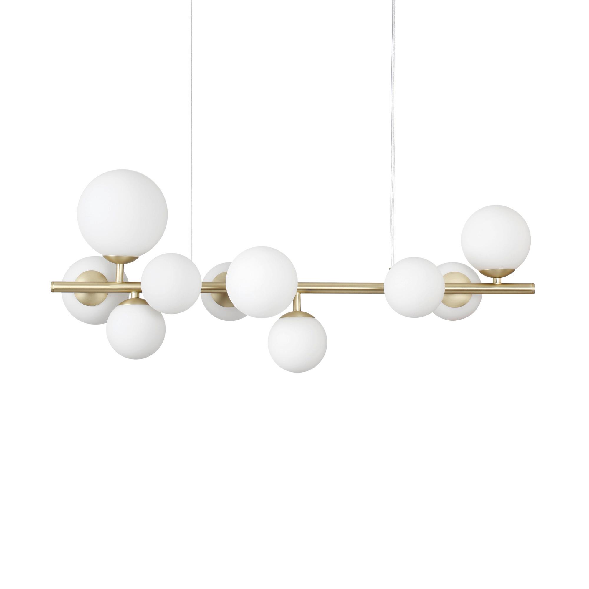 Hängeleuchte Perlage Weiß/Messing max. 3 Watt - Messingfarben/Weiß, Design, Glas/Metall (81/30/59/234cm) - Ideal Lux