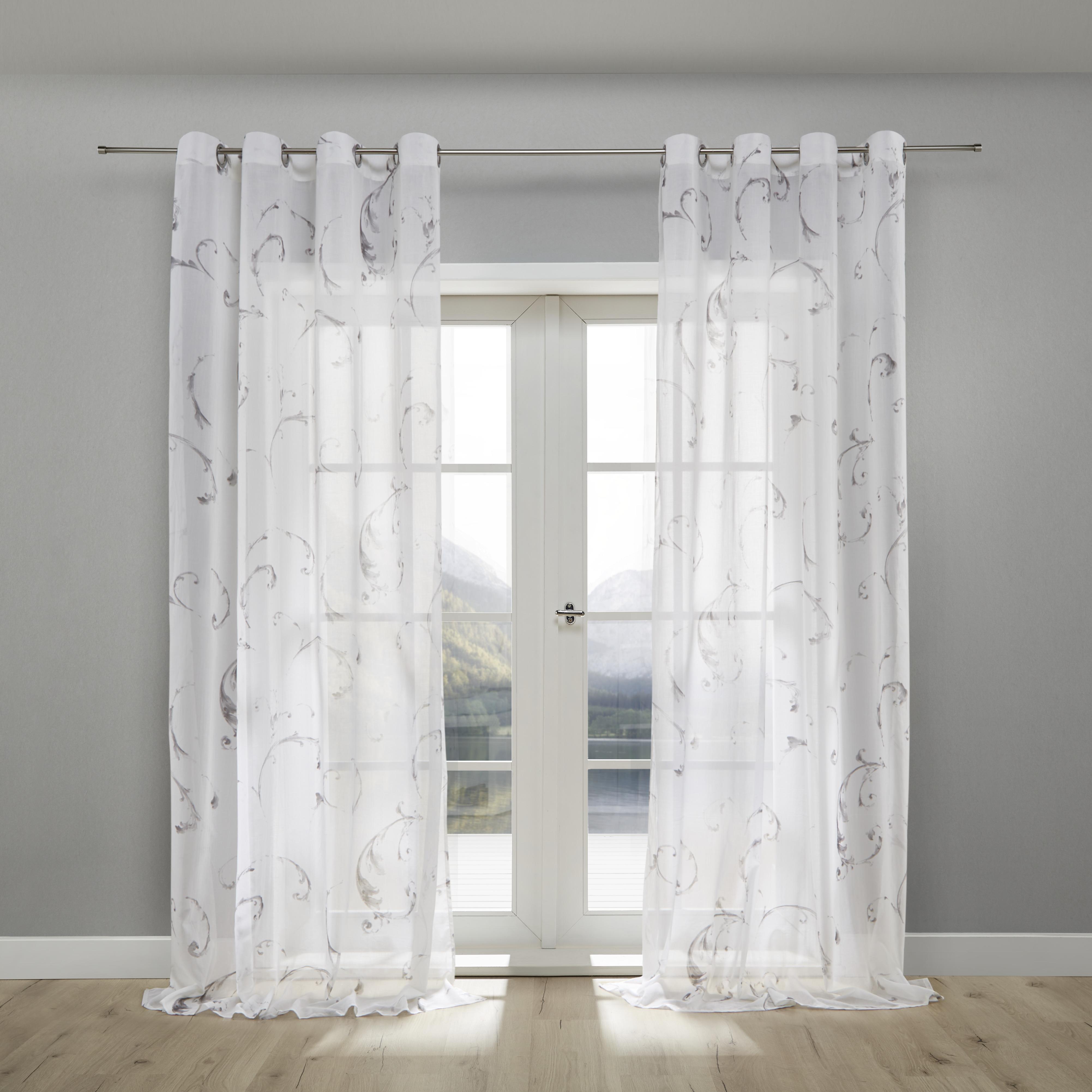 Zavesa Z Obročki Madleine - bela, Moderno, tekstil (140/245cm) - Bessagi Home