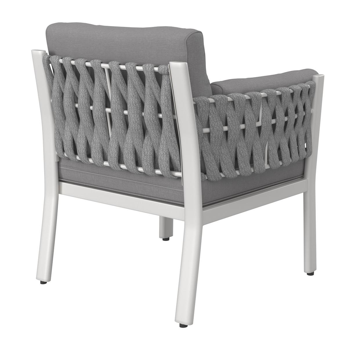 DINING-LOUNGESET ELISA - Weiss/Dunkelgrau, Modern, Kunststoff/Textil (238/74/75cm) - Bessagi Garden