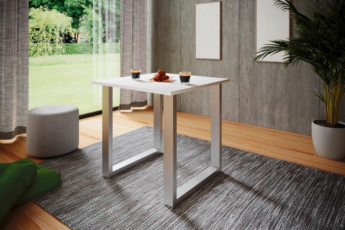 SCHREIBTISCH LONA - Weiss/Silberfarben, Design, Holzwerkstoff/Metall (80/76/50cm) - MID.YOU