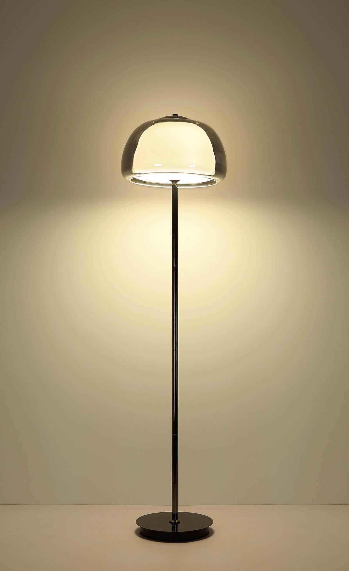 Led Podna Svjetiljka Avila - bijela/siva, Design, staklo/metal (38/150cm) - Globo