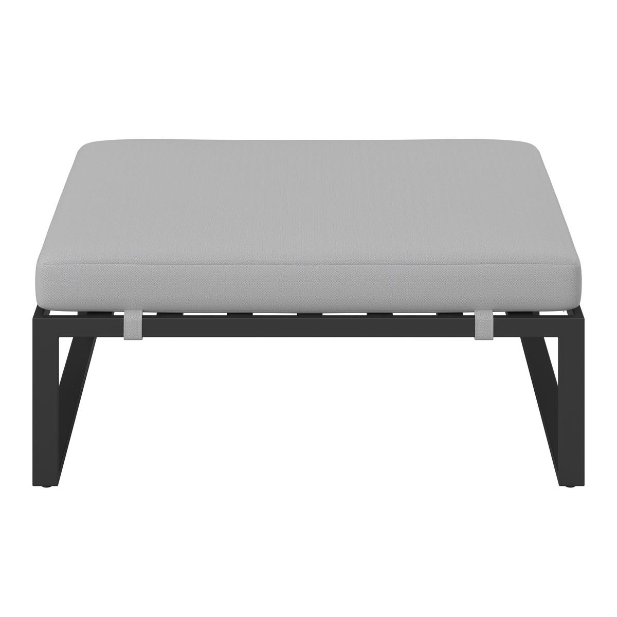 Loungegarnitur Valentina Hellgrau Metall/Textil/Glas - Hellgrau/Schwarz, Modern, Glas/Textil (90/65/74cm) - Bessagi Garden