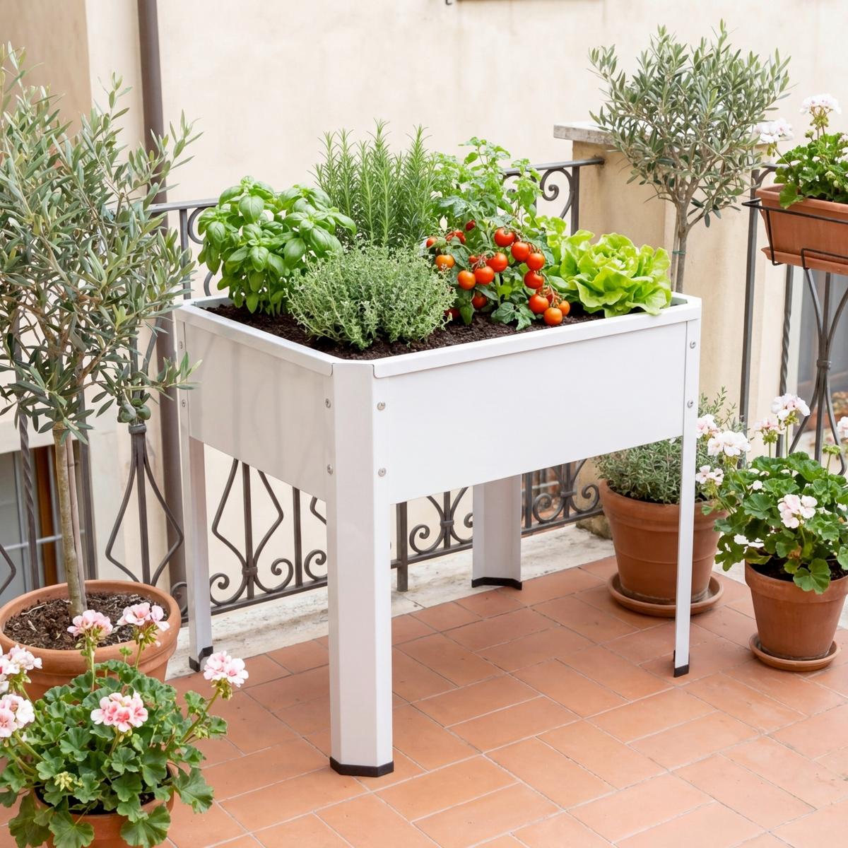 Hochbeet "vcm Hochbeet "balora M - Weiss, Modern, Metall (50/45/40cm)