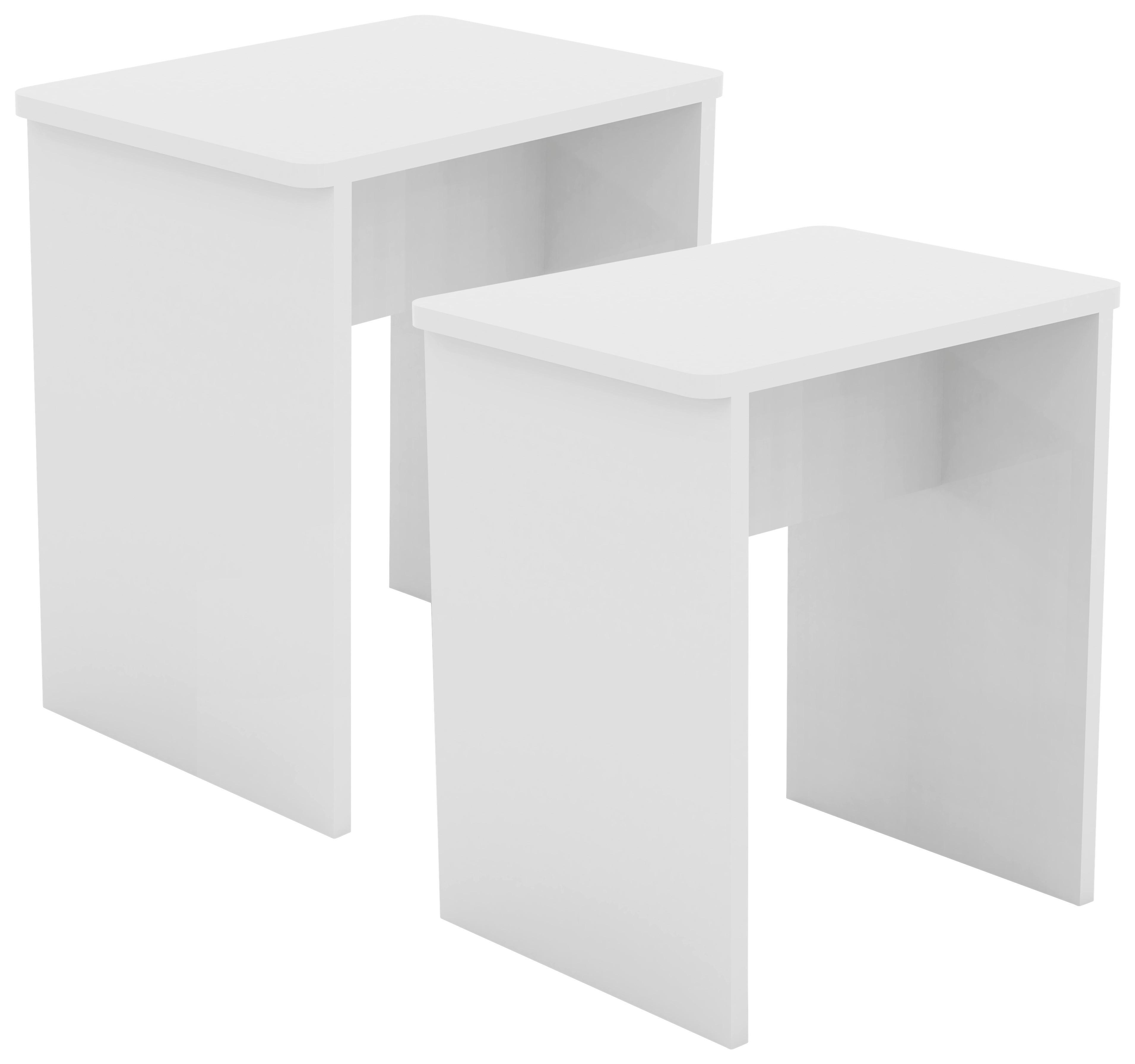 Set Taburejev Esal, 2-Delni, Bela - bela, Moderno, leseni material (40/45/30cm) - MID.YOU