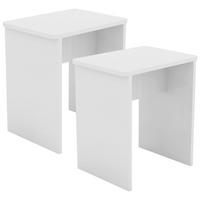 Set Taburejev Esal, 2-Delni, Bela - bela, Moderno, leseni material (40/45/30cm) - MID.YOU