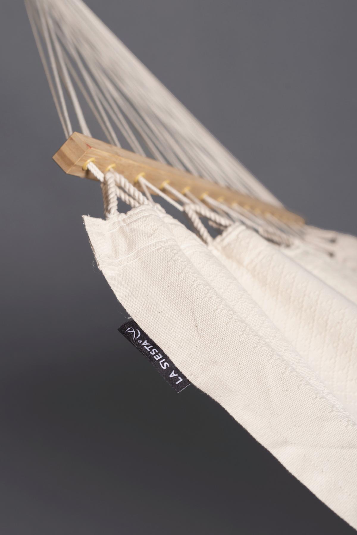 Hängematte Double Bar Hammock Echtholz Weiß - Weiß, KONVENTIONELL, Holz/Textil (160/350cm) - La Siesta