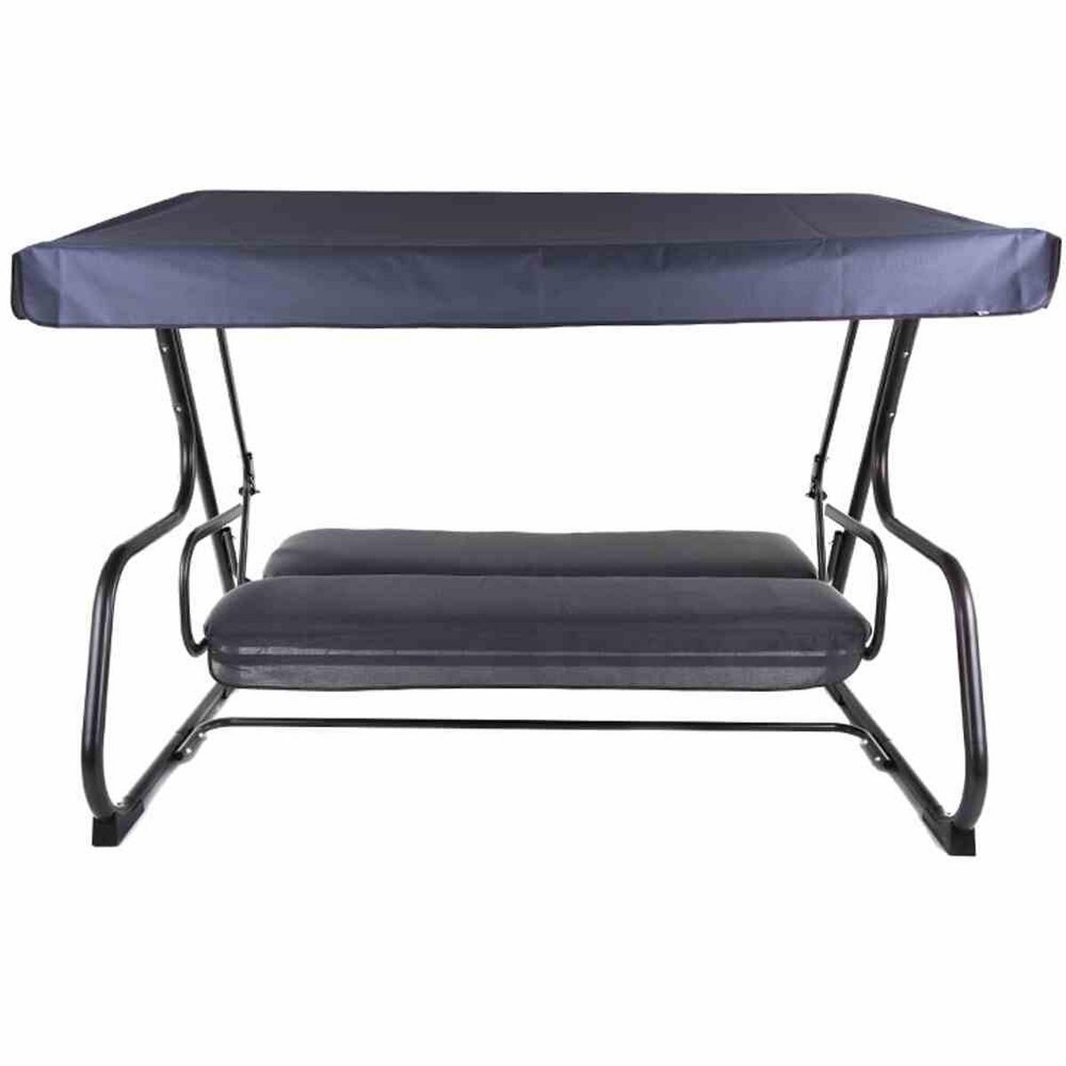 Hollywoodschaukel ca. 132x171x209 cm Anthrazit - Anthrazit, Basics, Textil/Metall (132/171/209cm) - Gardenson