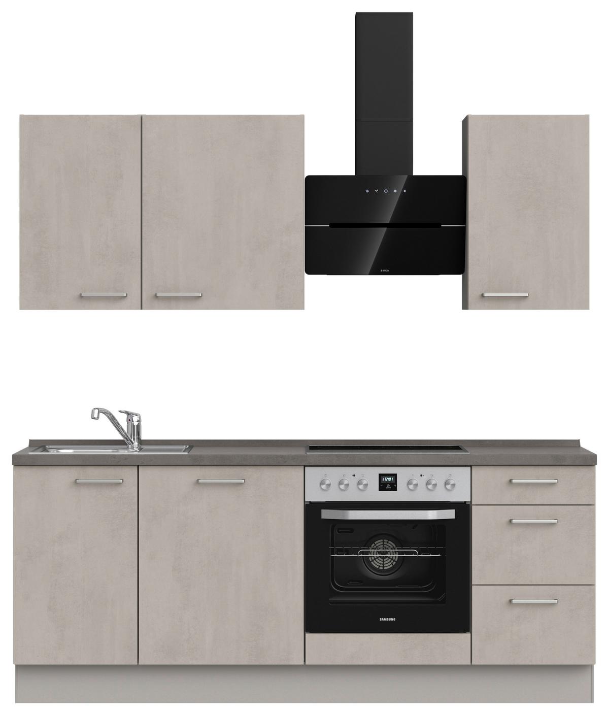 Küchenblock Riva High m. Geräten Grau - Schieferfarben/Edelstahlfarben, MODERN, Holzwerkstoff/Metall (210cm) - Nobilia