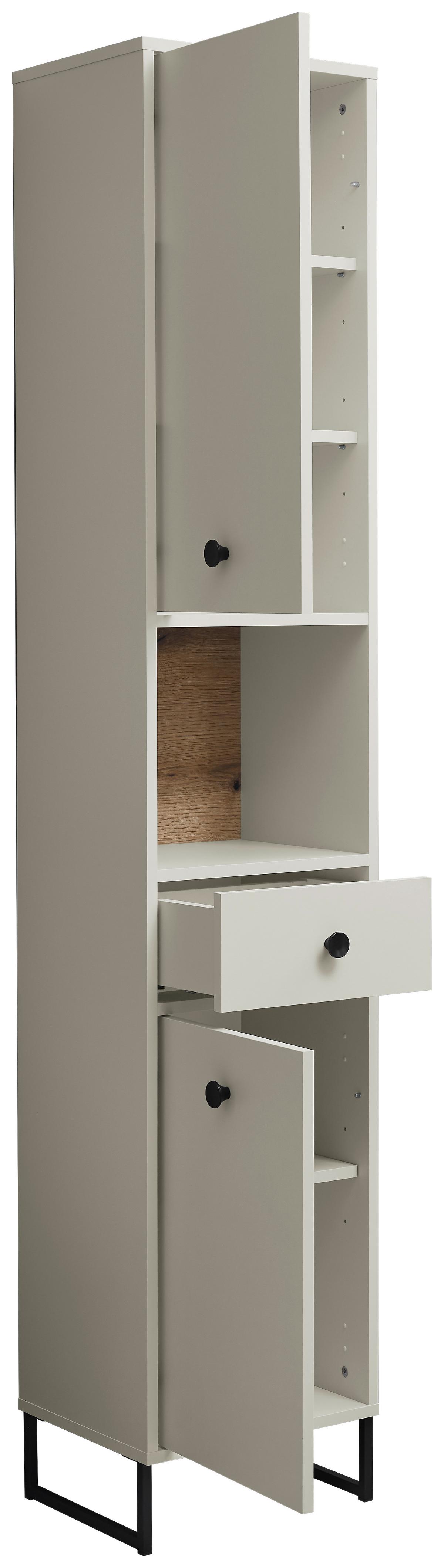 SZAFKA WYSOKA LINEA - kolor dębowy/kaszmir, Modern, materiał drewnopochodny/tworzywo sztuczne (38/195/32cm) - MID.YOU