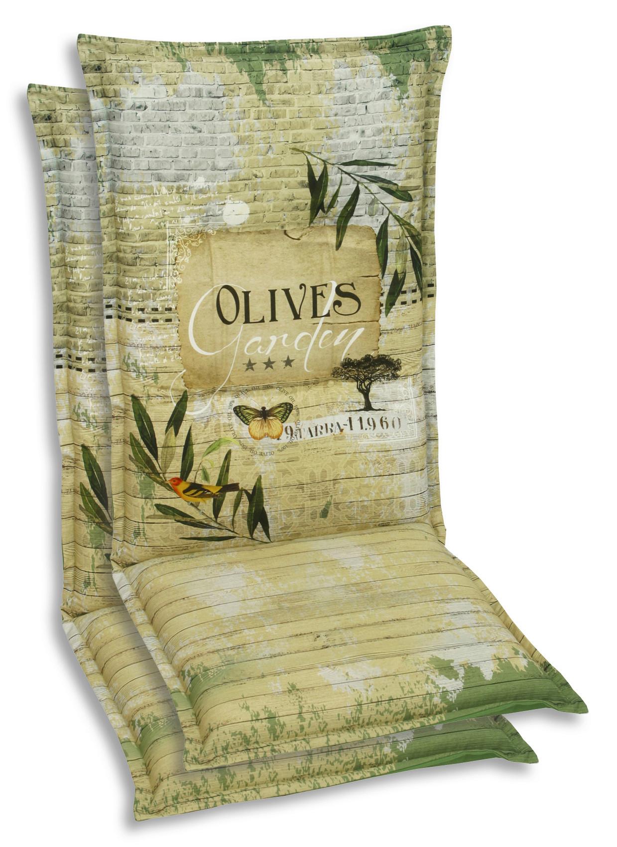 Sesselauflagenset Olive Hellgrün, 2-teilig - Dunkelgrün/Hellgrün, Basics, Textil (50/7/120cm)