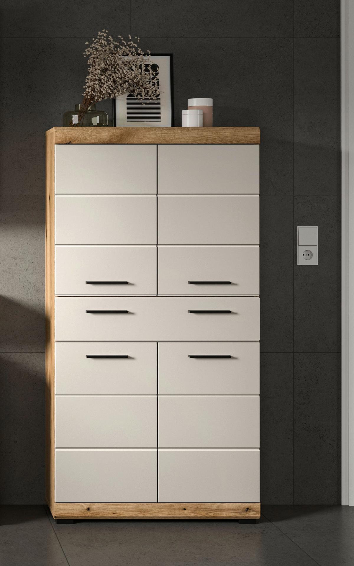 Midischrank Scout ca. 74x141 cm Kaschmir - Kaschmir/Schwarz, MODERN, Holzwerkstoff/Kunststoff (74/141/31cm) - MID.YOU