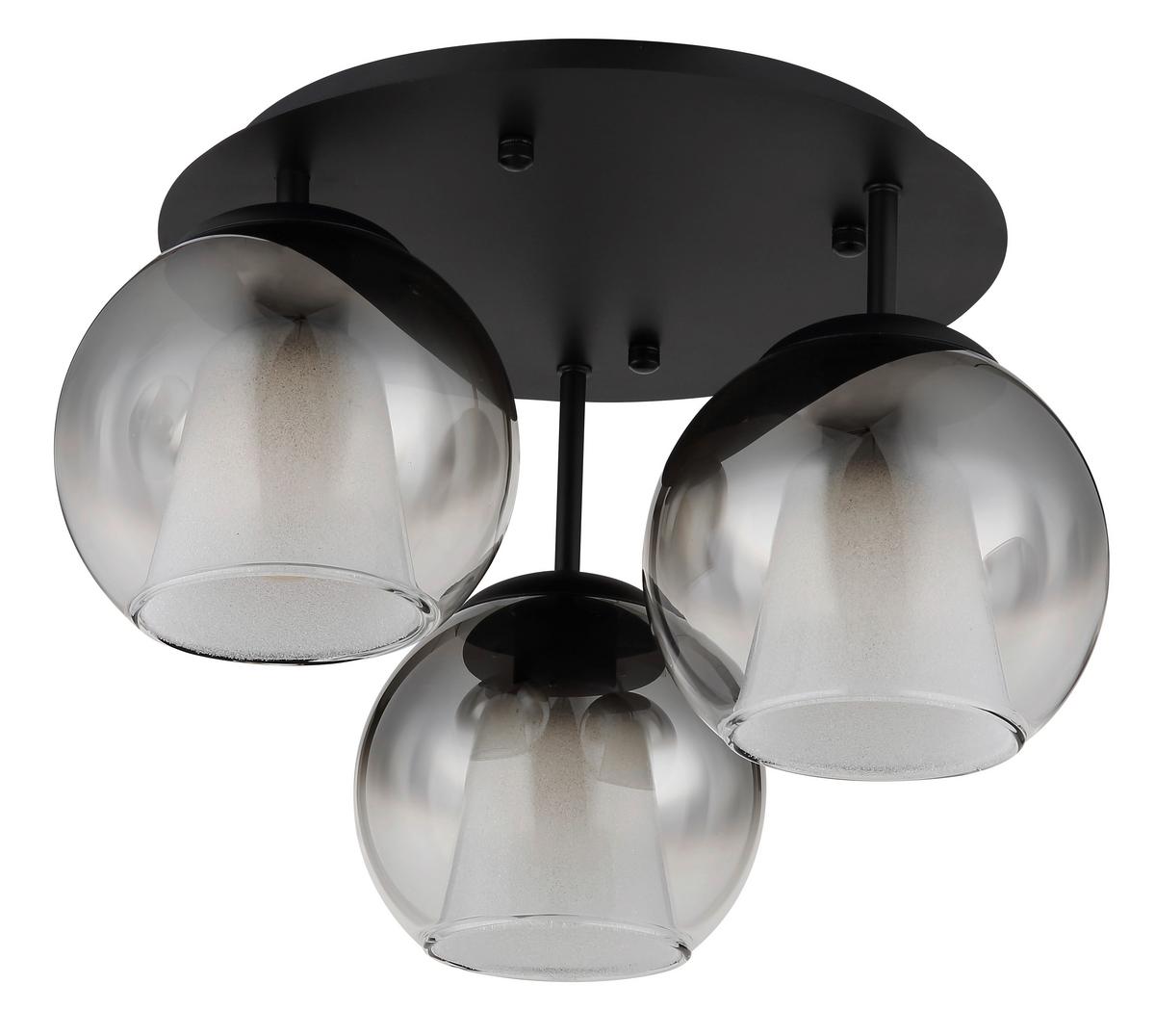 DECKENLEUCHTE 15749-3D BARRY - Klar/Schwarz, Basics, Glas/Metall (41/28,5cm) - Globo