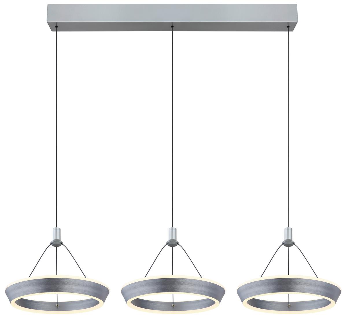 LED-HÄNGELEUCHTE 67316-3 - Titanfarben/Opal, Design, Kunststoff/Metall (97,5/30,4/200cm) - Globo