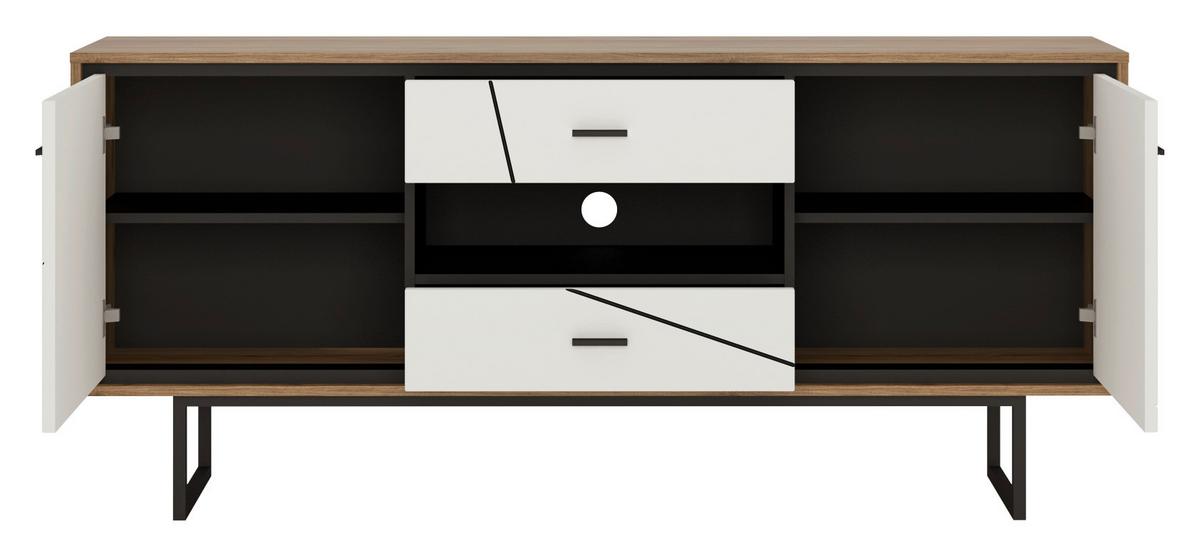 Tv-element Brolo, Bela, Barva Hrasta - Moderno, kovina/umetna masa (167/74/40cm)