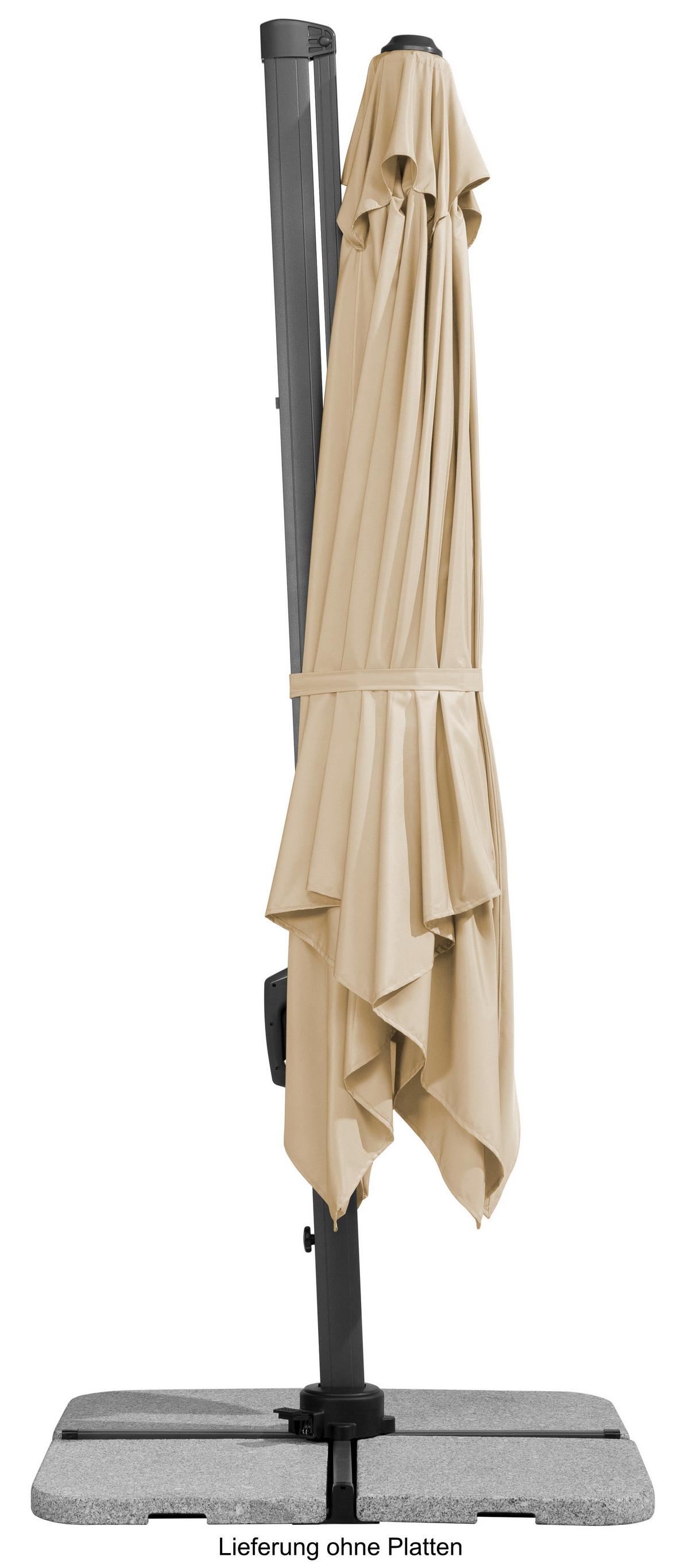 Ampelschirm Rhodos ca. 358x263 x300 cm Naturfarben - Anthrazit/Naturfarben, Basics, Textil/Metall (358/263/300cm) - Schneider