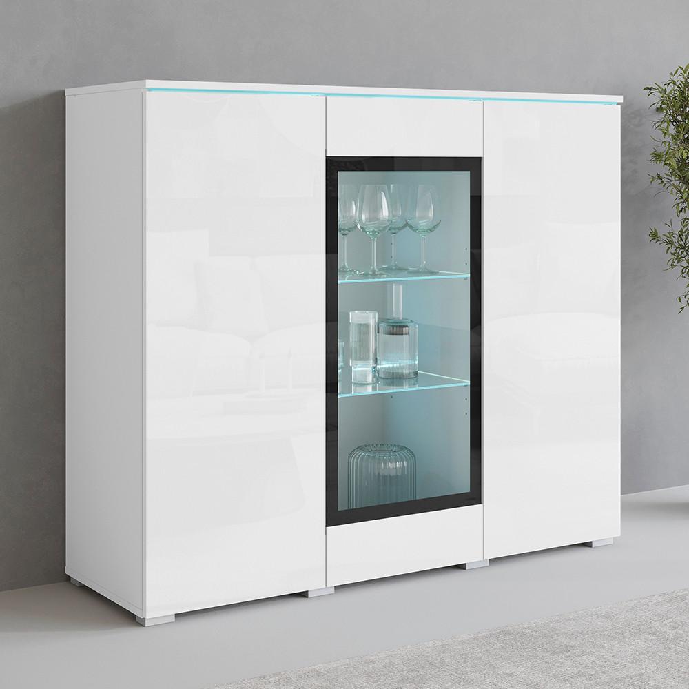 Visoka Komoda Vera 120, Bela, Led - siva/bela, Trend, umetna masa/steklo (120/103,3/39,5cm) - P & B