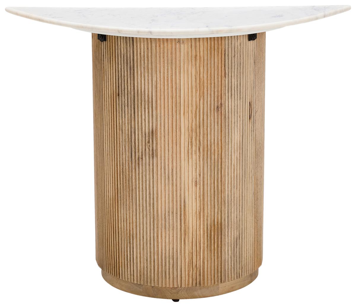 STÓŁ KONSOLA LILIANA - kolor naturalny/biały, Design, kamień/drewno (100/76/40cm) - Livetastic