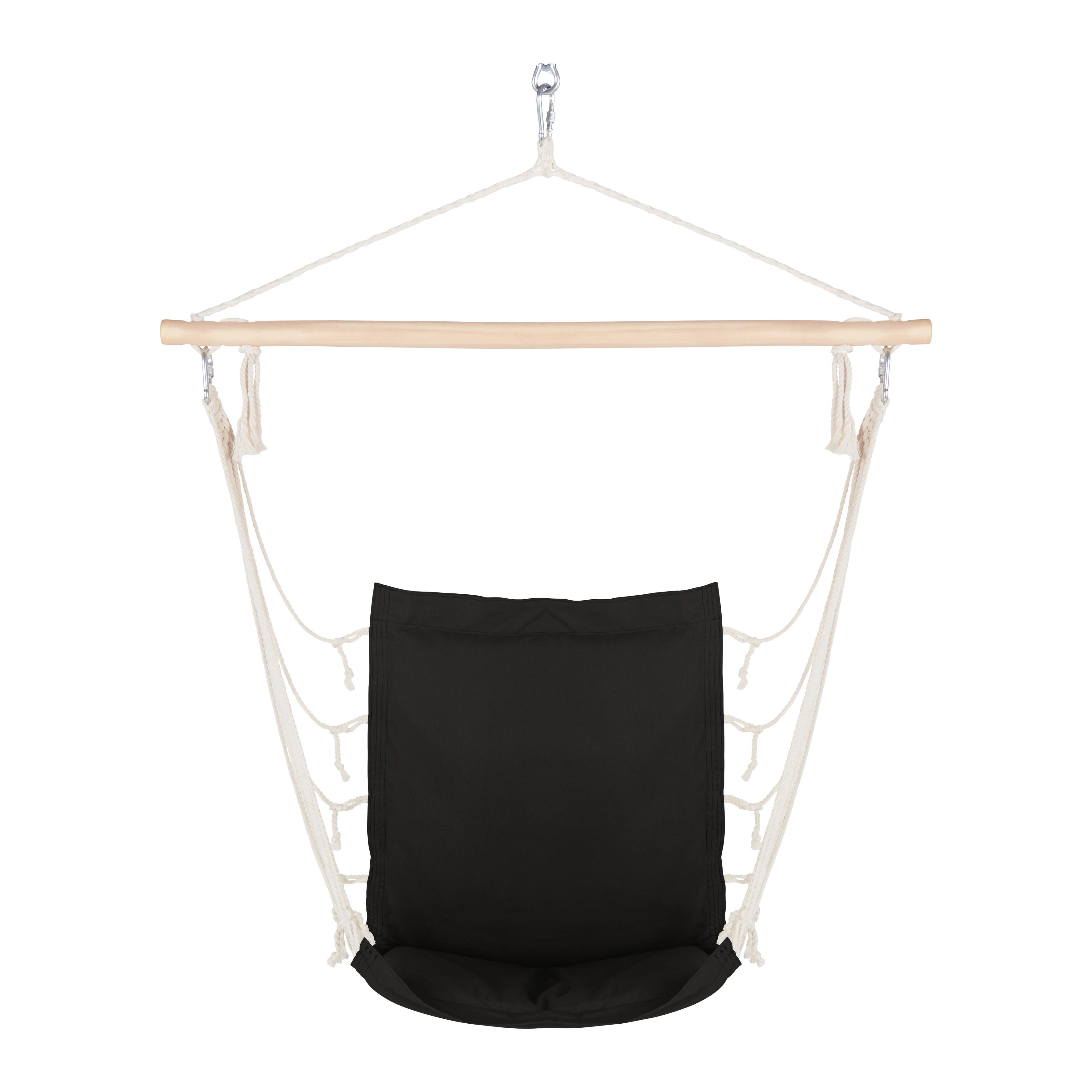 Viseč Sedež Relax, Črna - črna/naravne barve, tekstil/les (100/47cm) - Modern Living