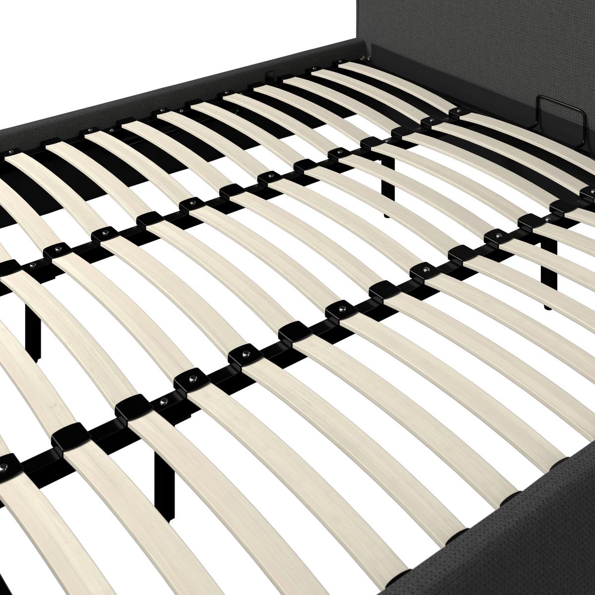 Polsterbett Gina Dunkelgrau ca. 180x200 cm Stauraum - Dunkelgrau/Schwarz, MODERN, Holz/Textil (180/200cm) - Bessagi Home