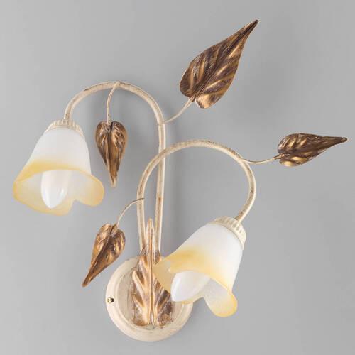Wandleuchte Vanda Beige max. 6 Watt - Beige, ROMANTIK / LANDHAUS, Glas/Metall (40/40/48cm)