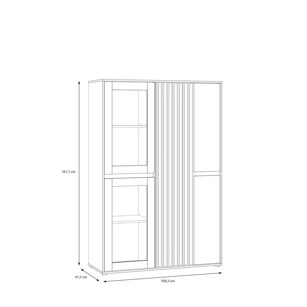 VITRINĂ ELISTON - culoare lemn stejar/nisipiu, Natur, plastic/sticlă (109,3/161,7/41,5cm) - Modern Living