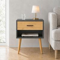 Beistelltisch Singol XL Anthrazit/Honigeiche - Honigeiche/Anthrazit, Design, Holzwerkstoff/Metall (45/30/70cm) - MID.YOU