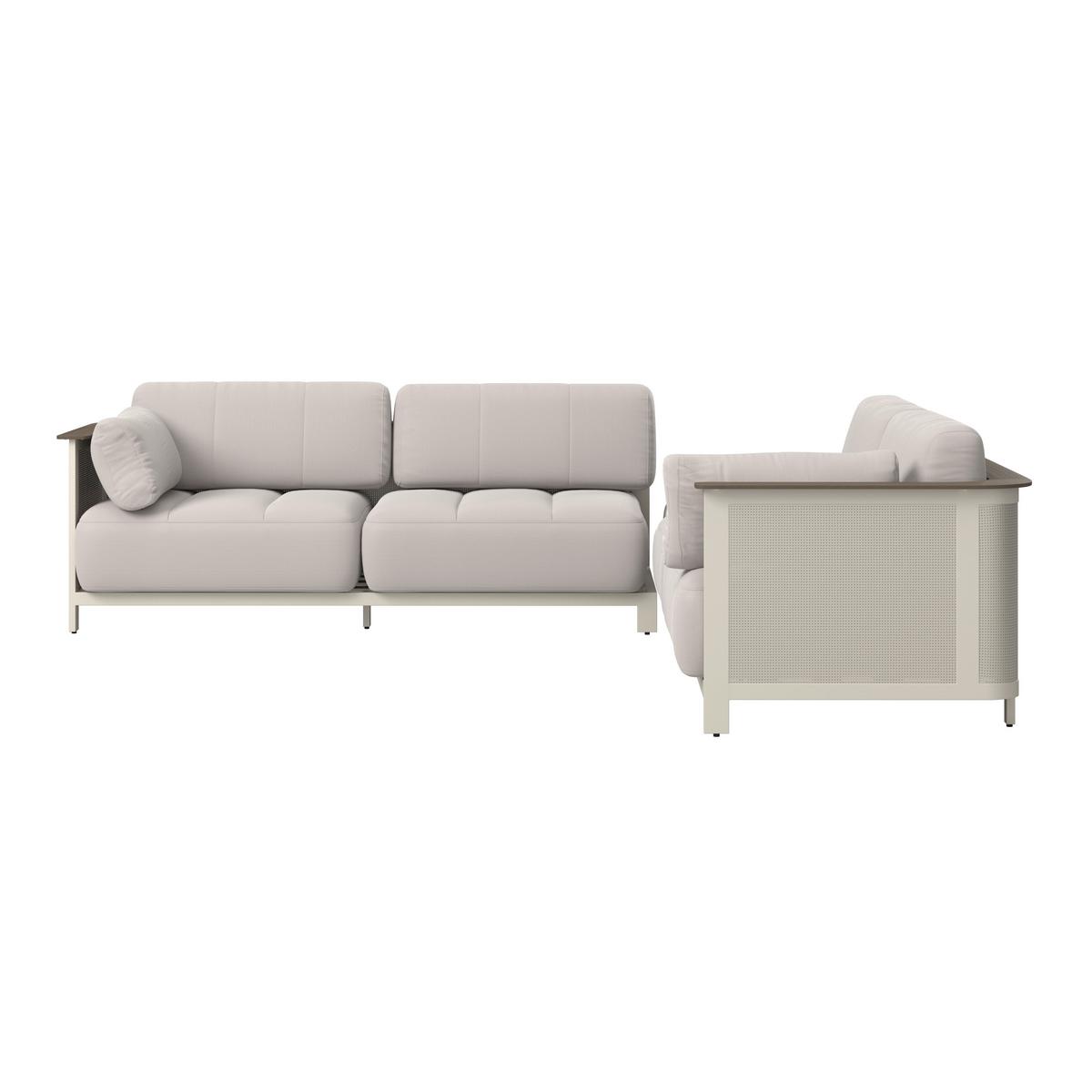 ENSEMBLE LOUNGE MARA - Weiss/Dunkelgrau, Modern, Kunststoff/Textil (269/269cm) - Bessagi Garden