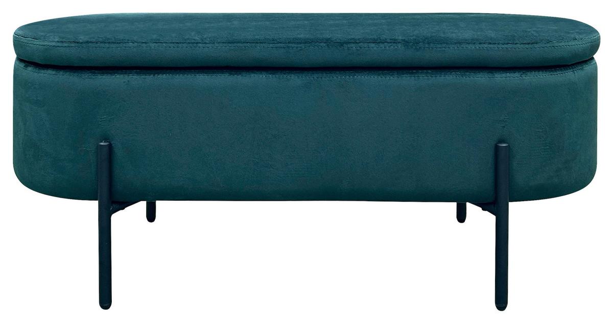 Sitzbank Nova Dunkelgrün Samt - Dunkelgrün/Schwarz, Design, Textil/Metall (95/42/38cm) - MID.YOU