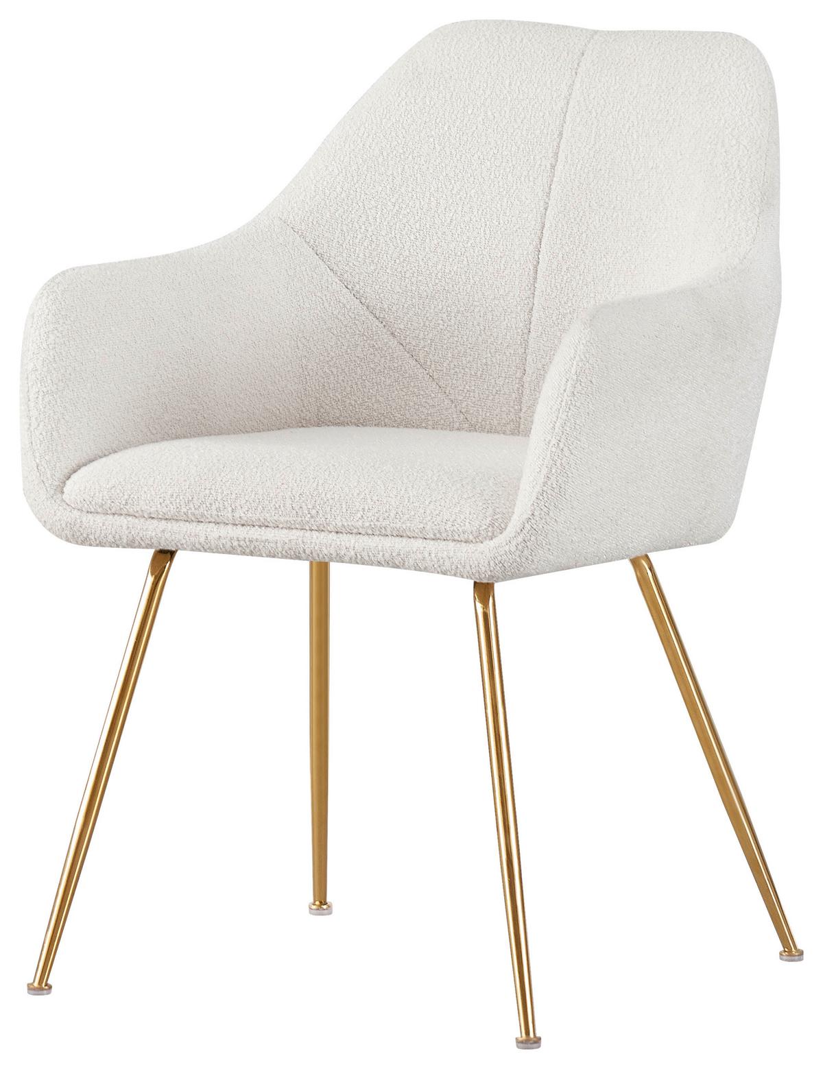 Karosszék Sara - krémszínű/aranyszínű, Modern, textil/fém (57/81,5/61cm) - MID.YOU