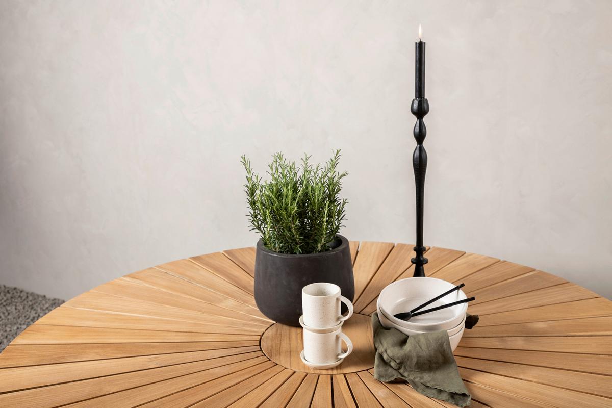 Gartentisch Mexico ca. 140x75 cm Alu Weiß/Teak - Weiß/Teakfarben, KONVENTIONELL, Holz/Metall (140/140/75cm) - Gardenson