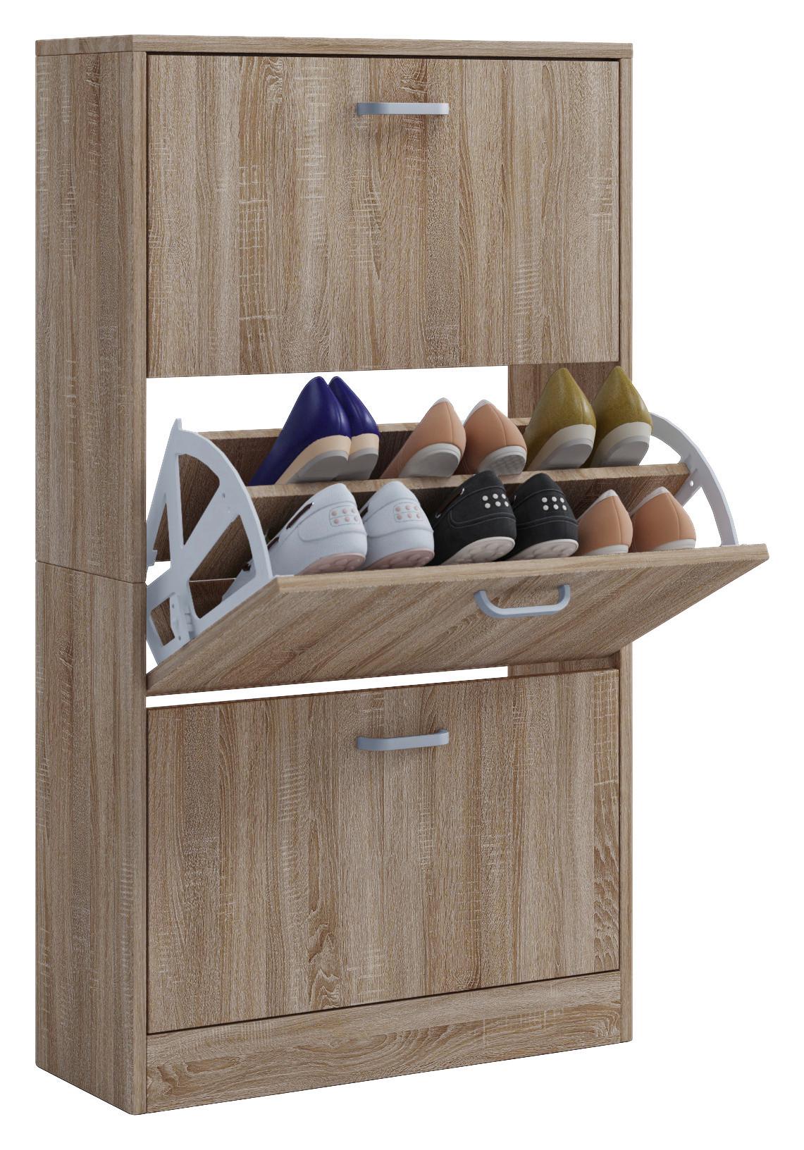 Schuhkipper Sipos L Eichefarben - Edelstahlfarben/Eichefarben, KONVENTIONELL, Holzwerkstoff/Kunststoff (59/105/22cm) - MID.YOU