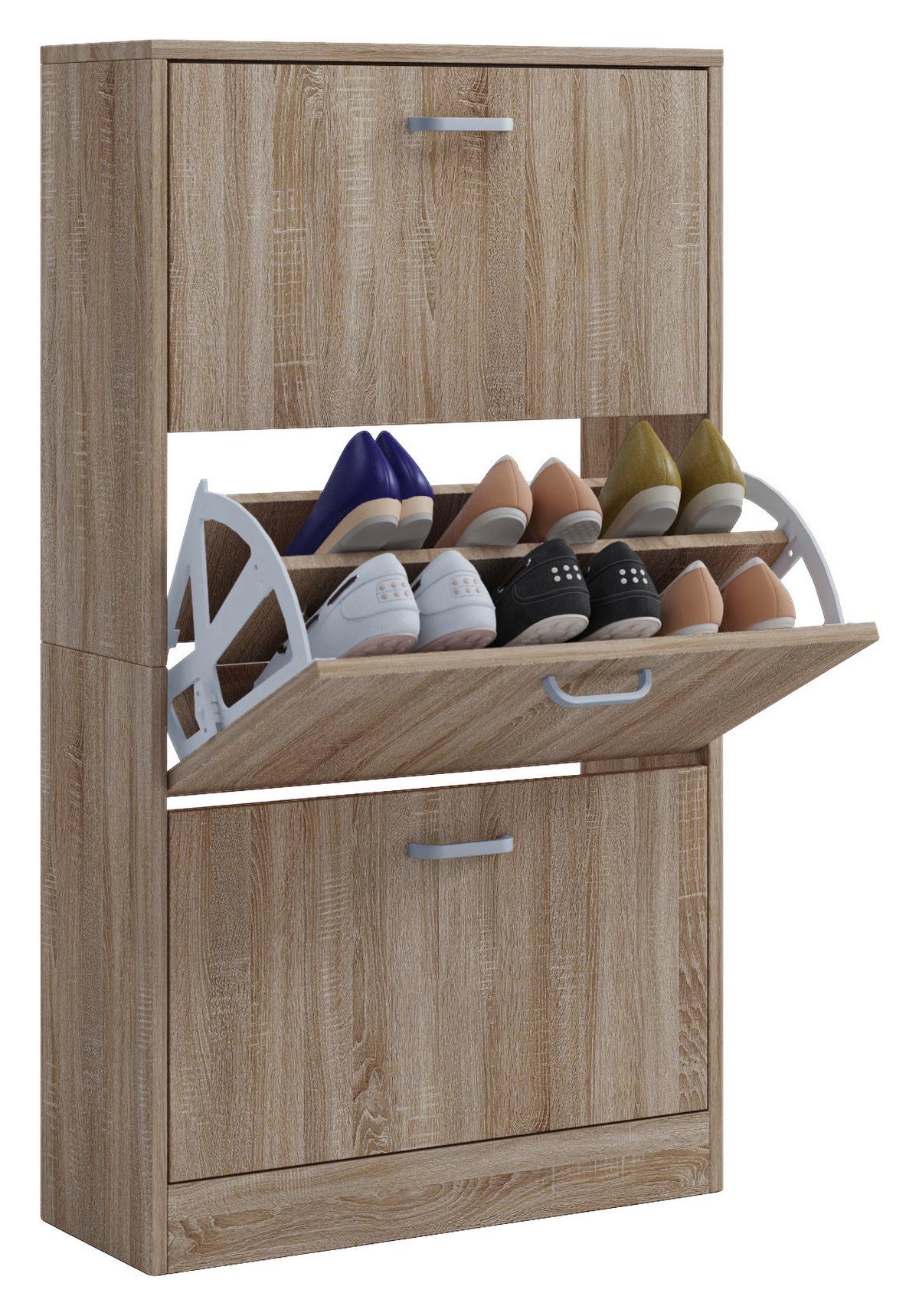 Schuhkipper Sipos L Eichefarben - Edelstahlfarben/Eichefarben, KONVENTIONELL, Holzwerkstoff/Kunststoff (59/105/22cm) - MID.YOU